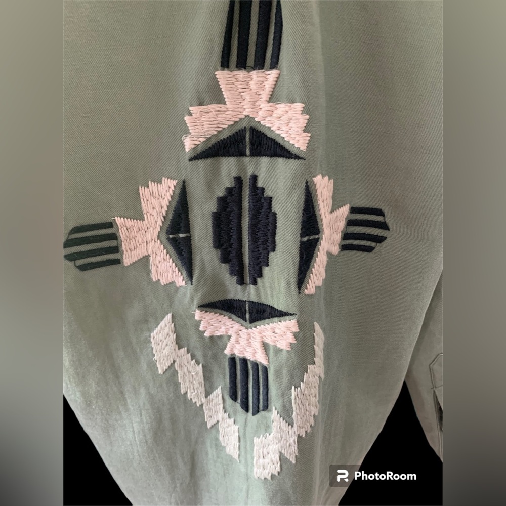 Rails Eliott Embroidered Green/Sage Linen Aztec B… - image 3